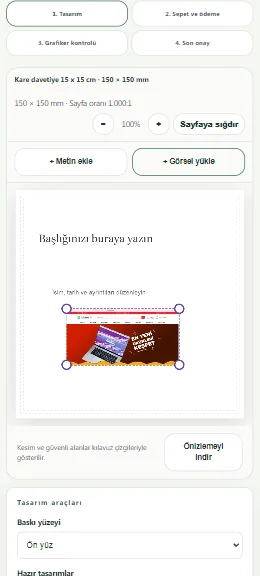Shopgez Baskı Stüdyosu müşteri tasarım editörü mobil gerçek ekranı